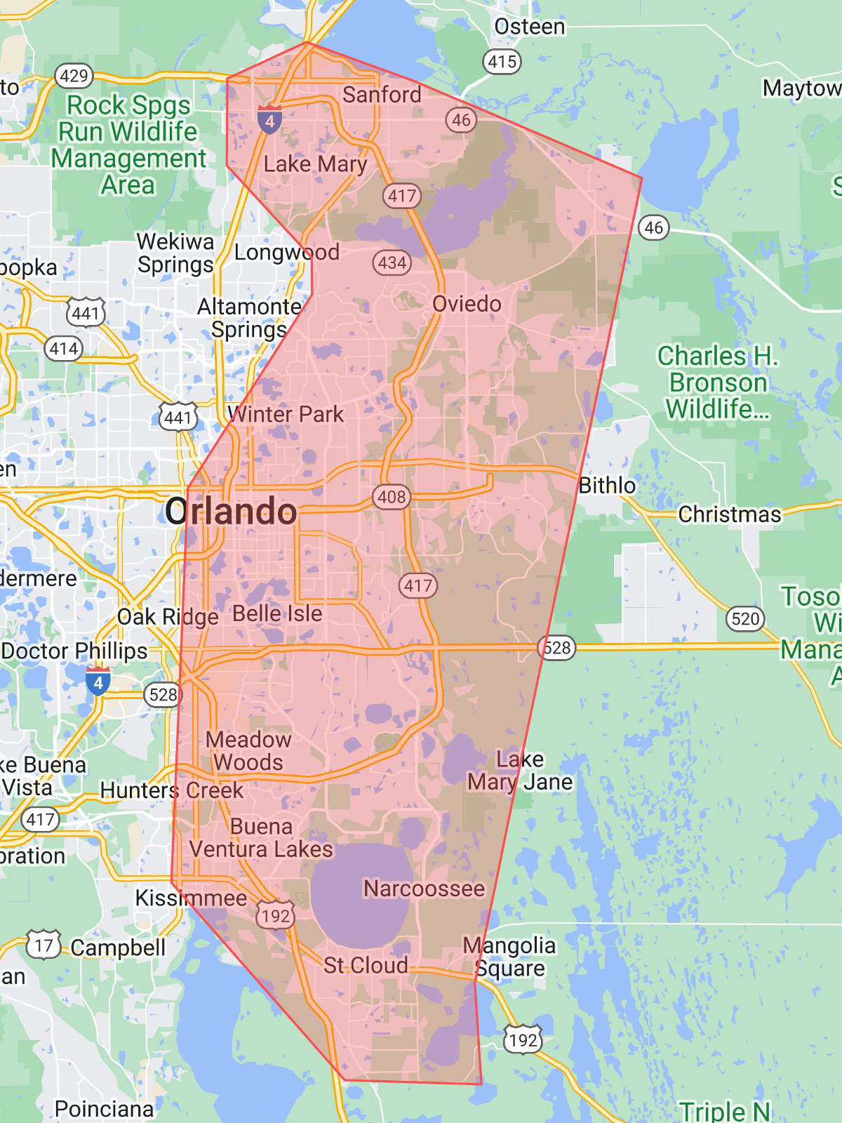 Local Wholesale Bread Suppliers Delivery Area For DK Bread Delivery, including Sanford, Lake Mary, Lake Nona, Oviedo, Kissimmee, St. Cloud, and South Orlando.