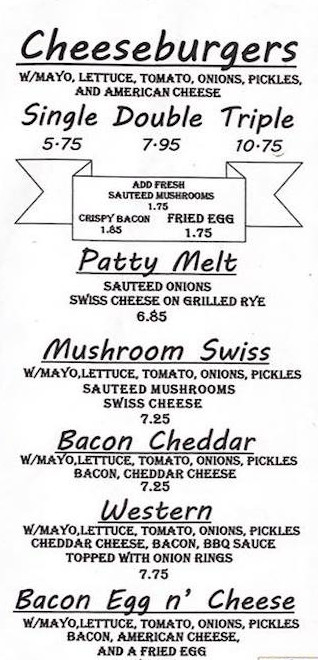 Mutt's on 13th Menu Part, Burgers